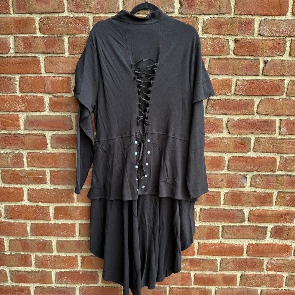 Pyramid Collection Steampunk Bohemian Victorian Hi Low Jacket lace up black 2X N - Picture 4 of 10